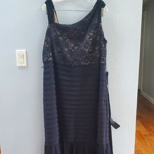 R&M Richards One Shoulder Blue Lace Dress